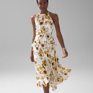 WHBM Sunflower Midi Ruffle Dress 12